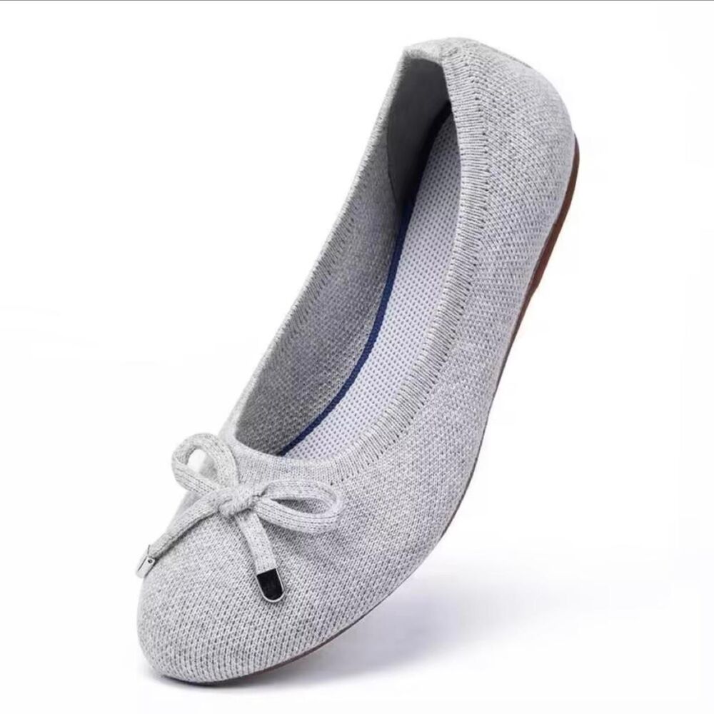 Unbranded Women's Grey and White Ballet-shoes